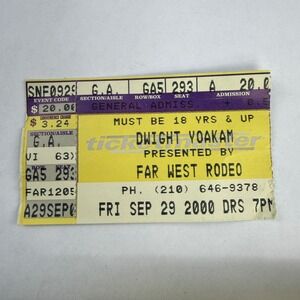 Vintage Dwight Yoakam Concert Ticket Stub Far West Rodeo San Antonio TX 2000